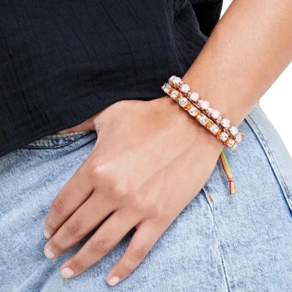 ON 34th Rhinestone Friendship Bracelet Set NWT Slider Style $49.50 MSRP - Picture 3 of 6